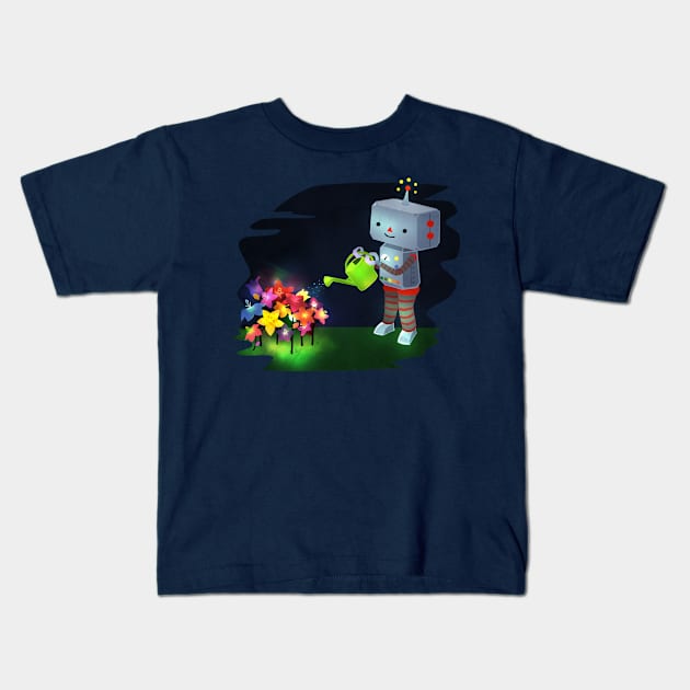 Kawaii Robot and Garden Kids T-Shirt by LyddieDoodles